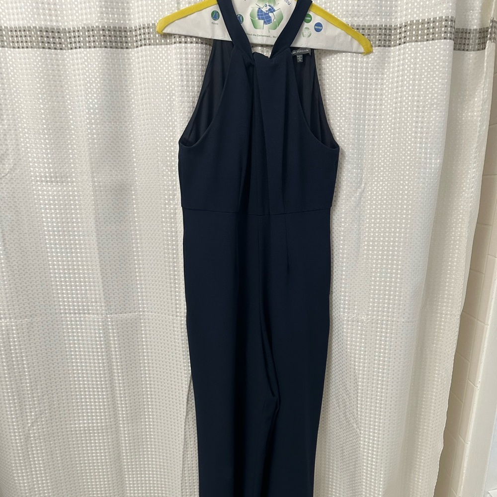 julia jordan Navy Halter Wide-Leg Jumpsuit